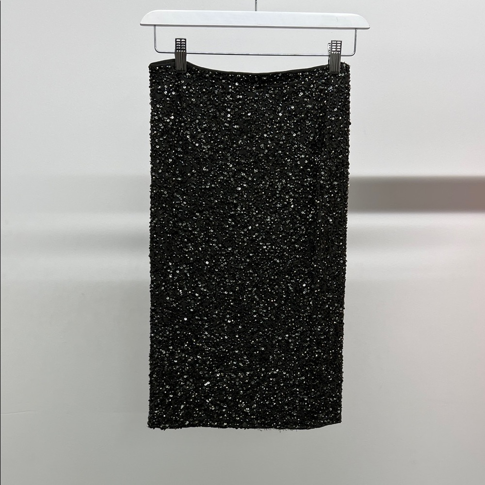 Alice + Olivia Dark Olive Sequin Pencil Skirt